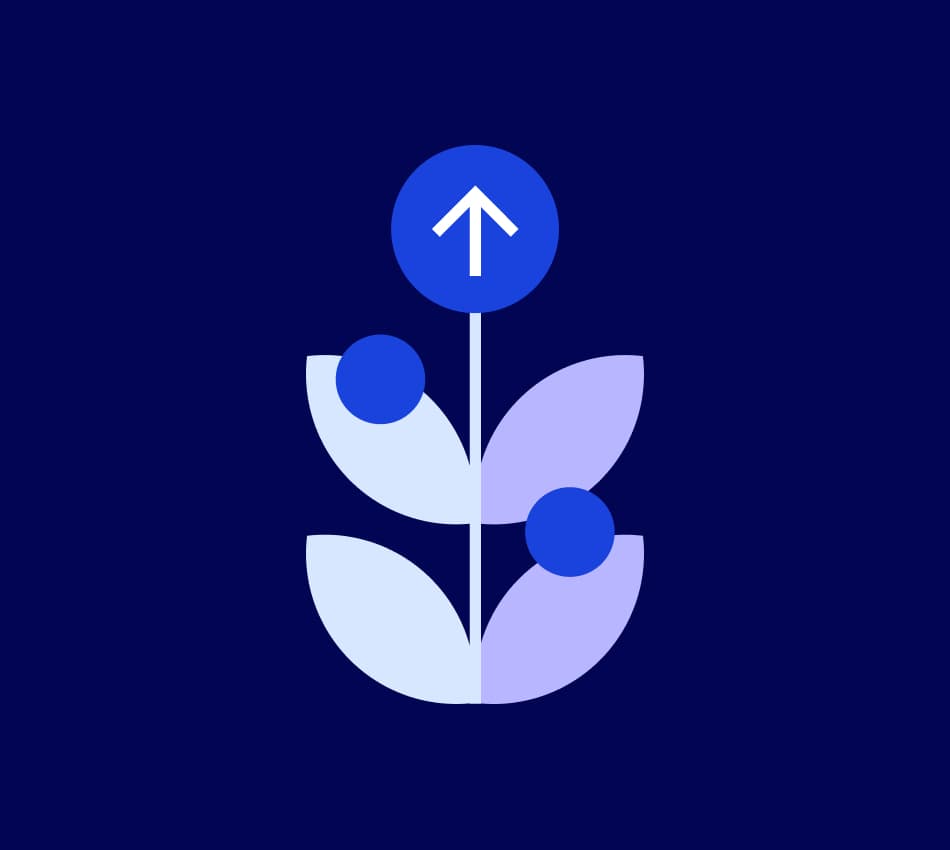 An illustrated plant growing upward.